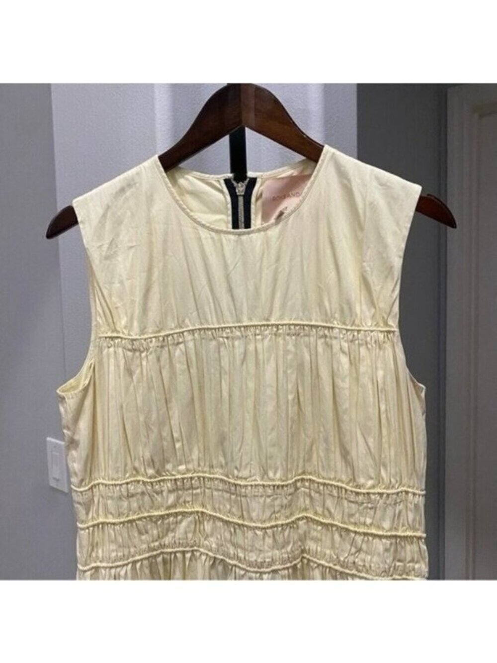 Roksanda Isilda Dress Ivory Cream Ruched Peasant Cottagecore-European Midi Dress - Picture 3 of 9